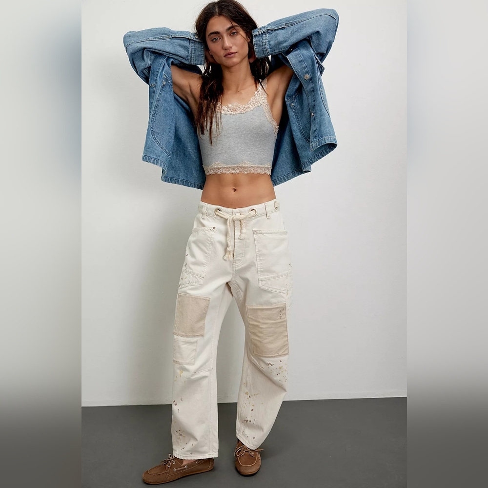 We The Free Moxie Pull-On Barrel Splatter Jeans